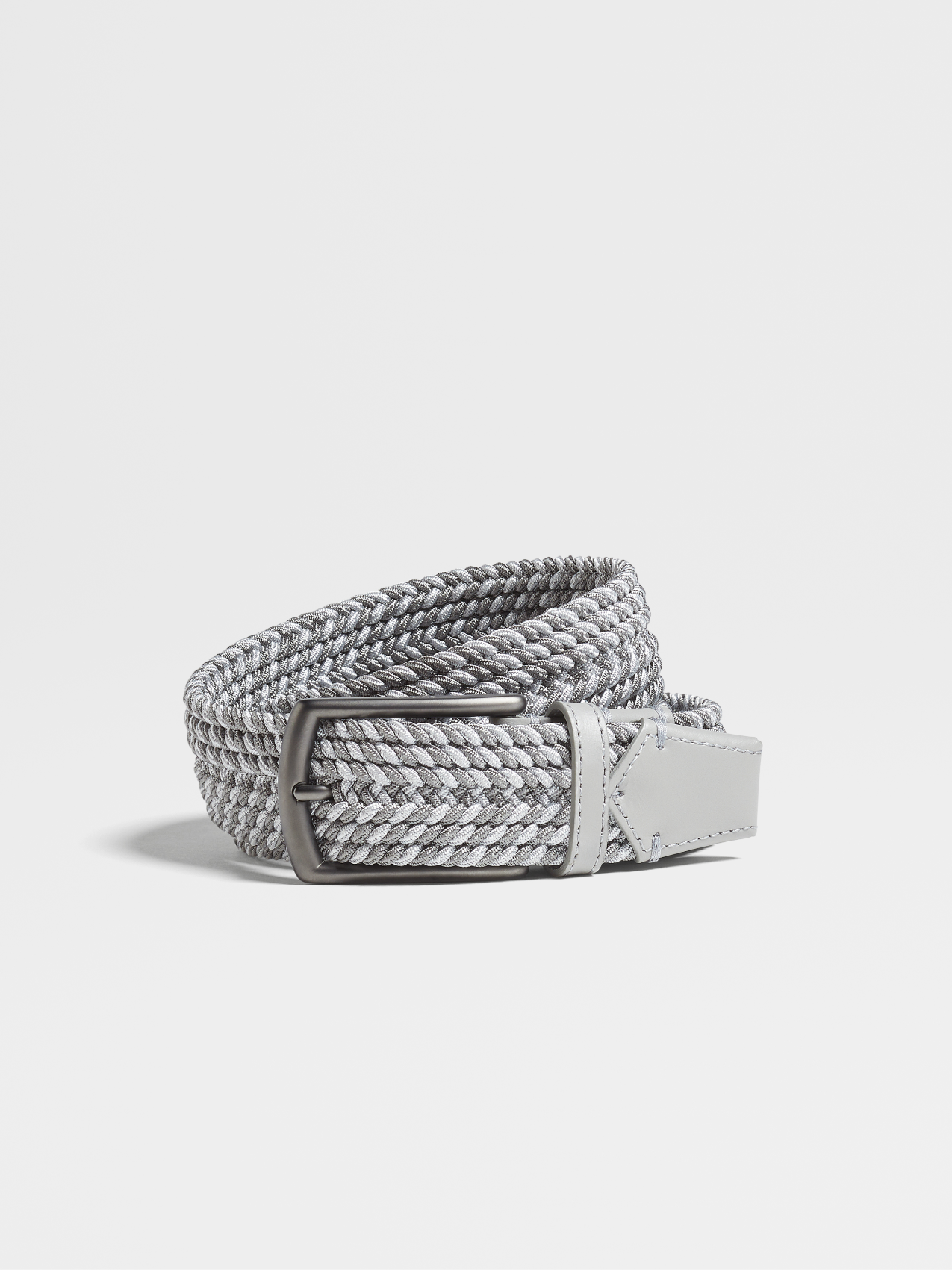 Grey Mélange Elastic Rayon Braided Belt